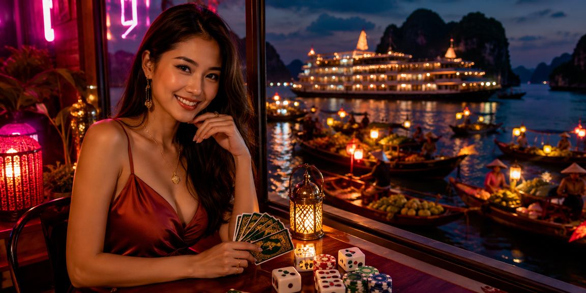 Khung cảnh người chơi sử dụng thẻ thanh toán tại Hạ Long Bay